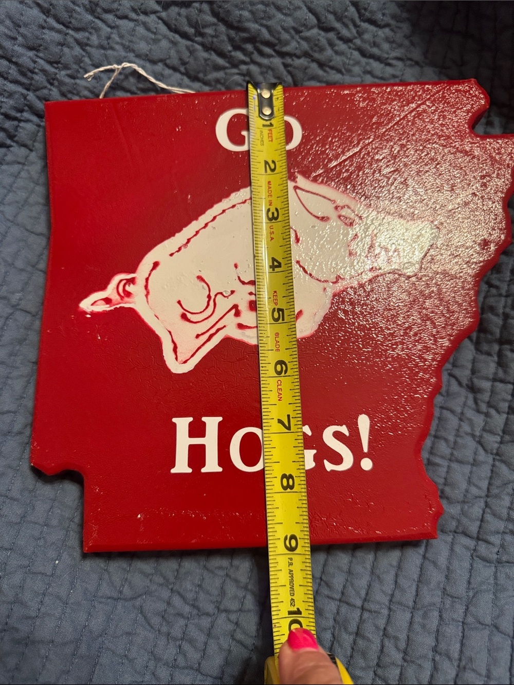 Go Hogs! Razorback Wall Plaque - Red with White Lettering - Picture 3 of 5